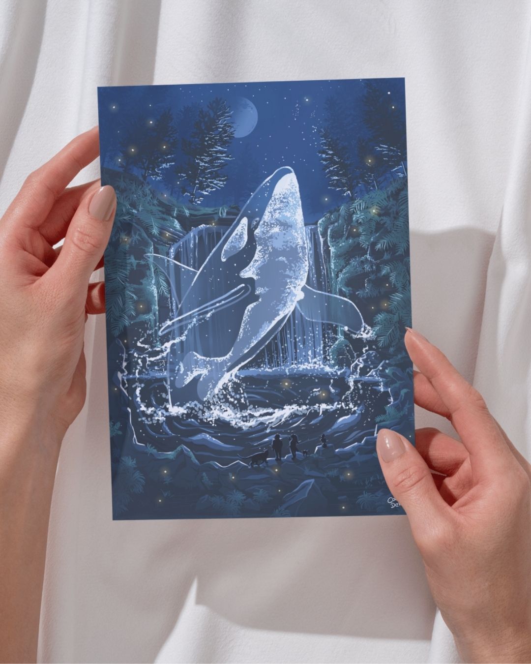 Karte einer Illustration eines Geisterwals im Wald.