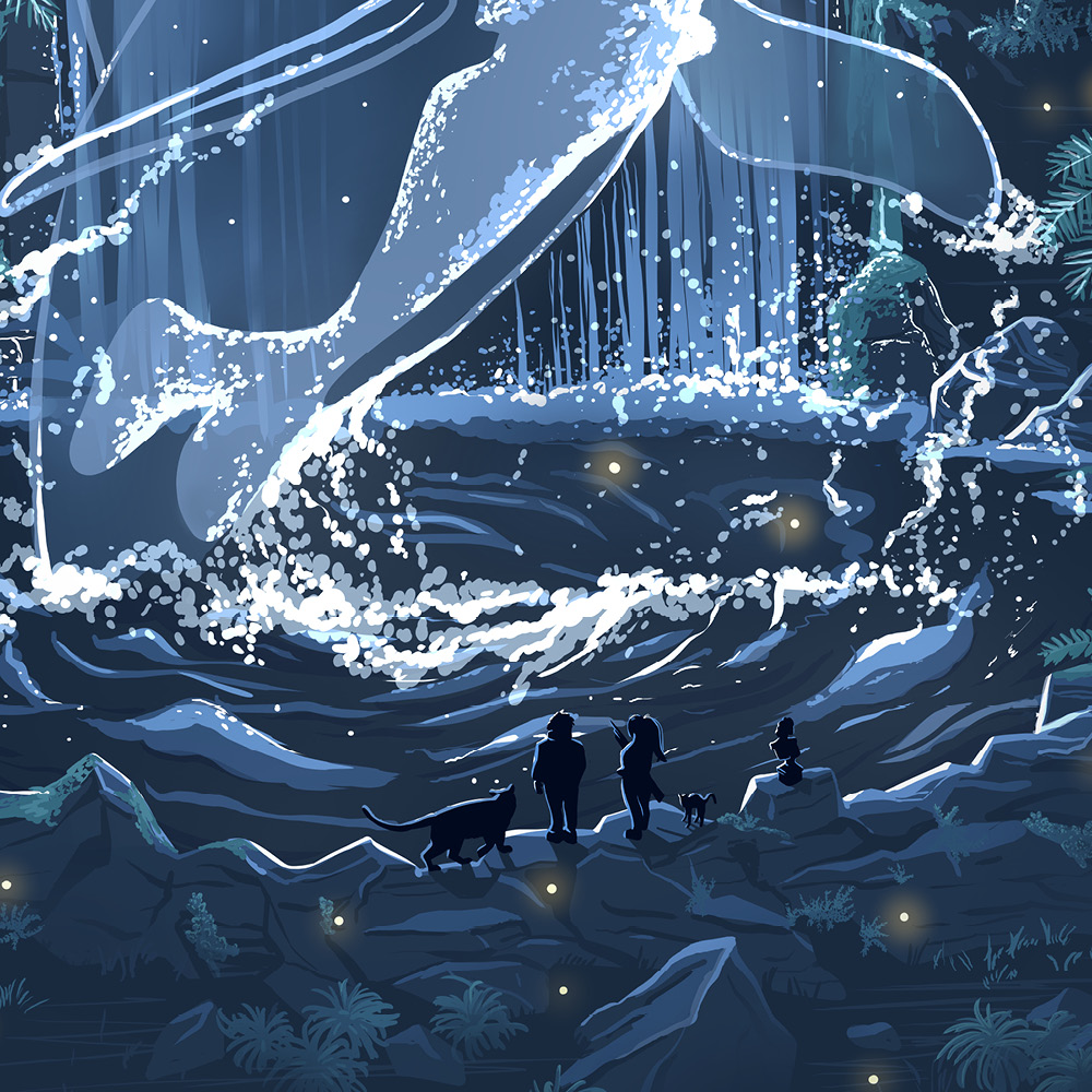 Detais einer Illustration eines Geisterwals.