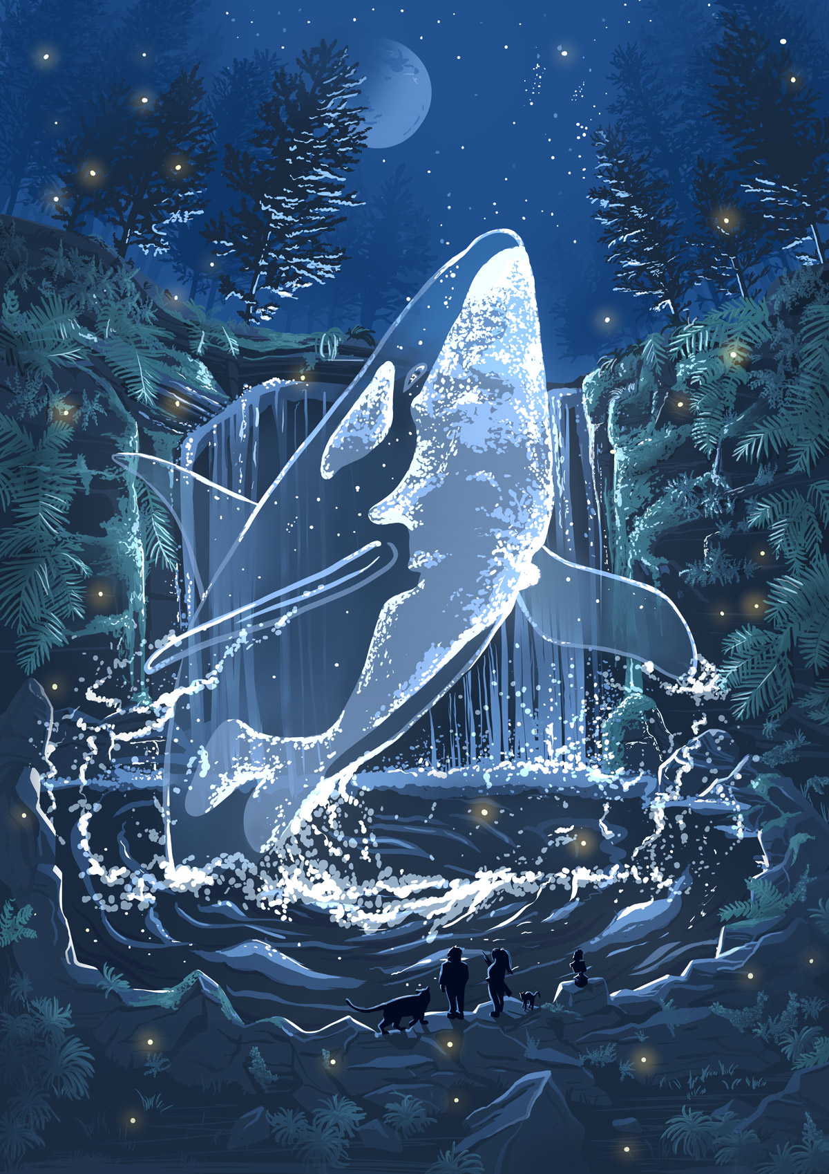Illustration eines Geisterwals im Wald.