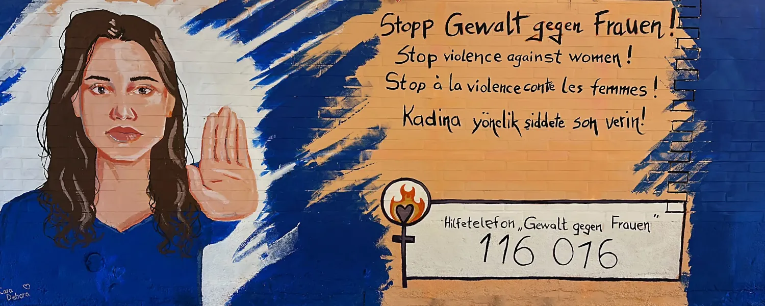 Wandbild "Stopp Gewalt gegen Frauen!"